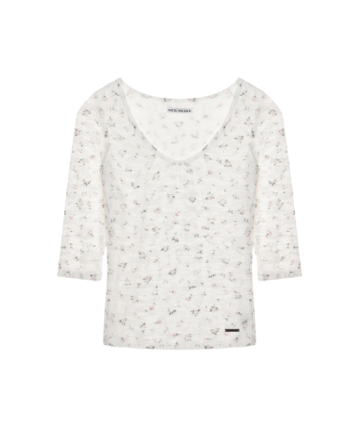 NICK&NICOLE(ニックアンドニコール)の「SHEER FLORAL DEEP SLEEVE TOP_IVORY(Tシャツ/カットソー・レディース・その他・FREE)」の1枚目の写真