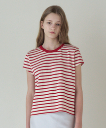 50s EMBROIDERED STRIPED SLIM FIT T-SHIRT_RED