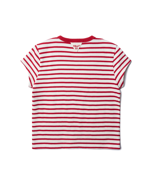 TTUDEMENT(トュードメント)の「50s EMBROIDERED STRIPED SLIM FIT T-SHIRT_RED(Tシャツ/カットソー・レディース・その他・SMALL/MEDIUM)」の3枚目の写真