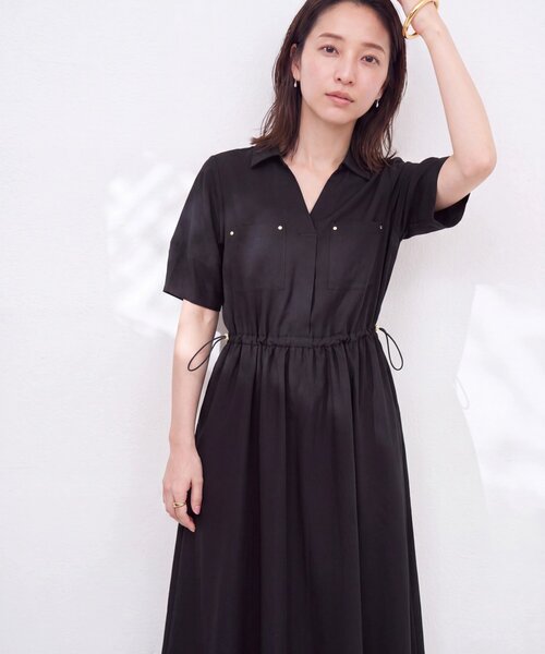 natural couture(ナチュラルクチュール)の「お上品ドロストスキッパーワンピース(ワンピース・レディース・ベージュ/ブラック/ブラウン・FREE)」の4枚目の写真