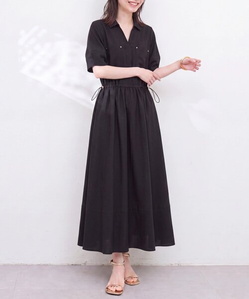 natural couture(ナチュラルクチュール)の「お上品ドロストスキッパーワンピース(ワンピース・レディース・ベージュ/ブラック/ブラウン・FREE)」の5枚目の写真