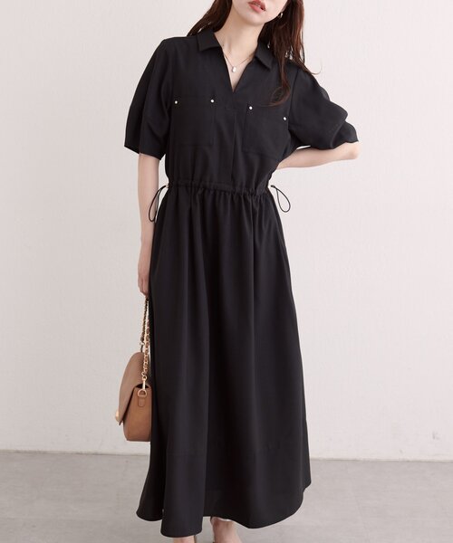 natural couture(ナチュラルクチュール)の「お上品ドロストスキッパーワンピース(ワンピース・レディース・ベージュ/ブラック/ブラウン・FREE)」の7枚目の写真