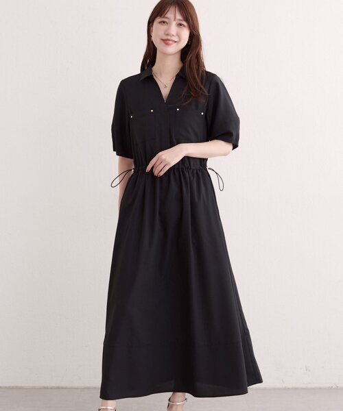 natural couture(ナチュラルクチュール)の「お上品ドロストスキッパーワンピース(ワンピース・レディース・ベージュ/ブラック/ブラウン・FREE)」の8枚目の写真
