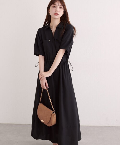 natural couture(ナチュラルクチュール)の「お上品ドロストスキッパーワンピース(ワンピース・レディース・ベージュ/ブラック/ブラウン・FREE)」の9枚目の写真