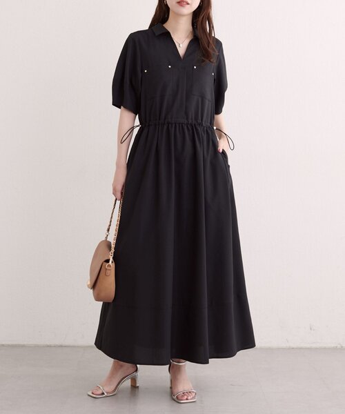 natural couture(ナチュラルクチュール)の「お上品ドロストスキッパーワンピース(ワンピース・レディース・ベージュ/ブラック/ブラウン・FREE)」の10枚目の写真