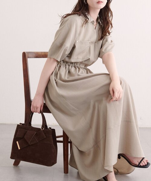 natural couture(ナチュラルクチュール)の「お上品ドロストスキッパーワンピース(ワンピース・レディース・ベージュ/ブラック/ブラウン・FREE)」の22枚目の写真