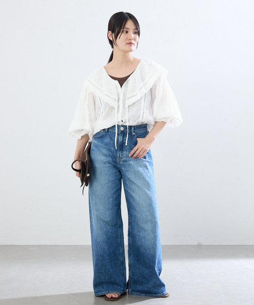 IENA(イエナ)の「リネンメッシュ ラッフルブラウス(シャツ/ブラウス・レディース・ブラック/ホワイト・FREE)」の19枚目の写真