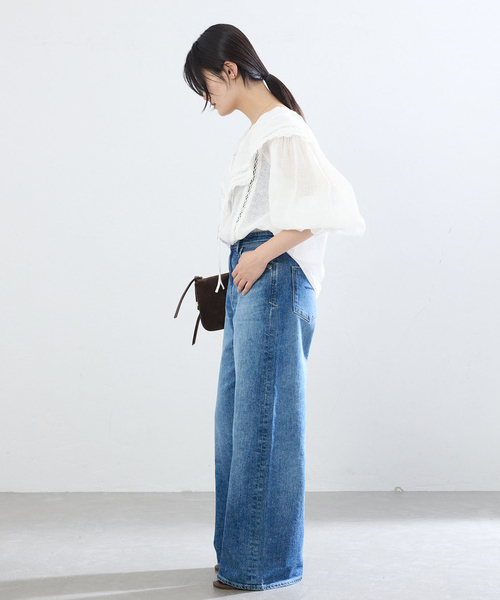 IENA(イエナ)の「リネンメッシュ ラッフルブラウス(シャツ/ブラウス・レディース・ブラック/ホワイト・FREE)」の22枚目の写真