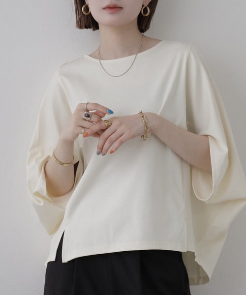 OMNES（オムネス）の「BEAUTIFUL FRIDAY コクーンプルオーバー 半端袖（Tシャツ/カットソー・レディース・ホワイト・L）」の2枚目の写真