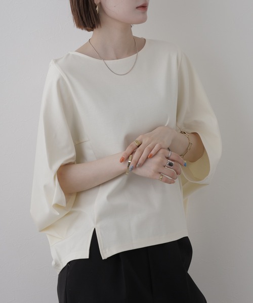 OMNES（オムネス）の「BEAUTIFUL FRIDAY コクーンプルオーバー 半端袖（Tシャツ/カットソー・レディース・ホワイト・L）」の4枚目の写真