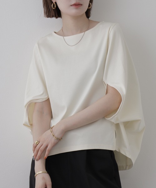OMNES（オムネス）の「BEAUTIFUL FRIDAY コクーンプルオーバー 半端袖（Tシャツ/カットソー・レディース・ホワイト・L）」の5枚目の写真