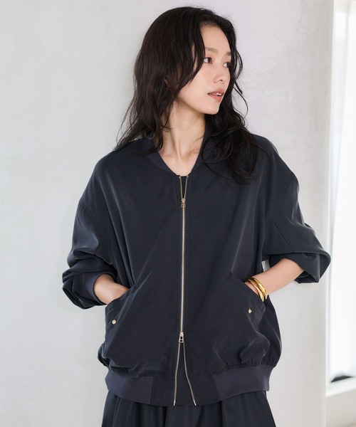 BARNYARDSTORM(バンヤードストーム)の「BARNYARDSTORM / フィブリルZIPブルゾン / ハンドウォッシャブル【JAPAN FABRIC】(ブルゾン・レディース・ブラック/カーキ・FREE)」の3枚目の写真