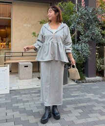【SAPON】ウエストサイドドロストスウェットナロースカート