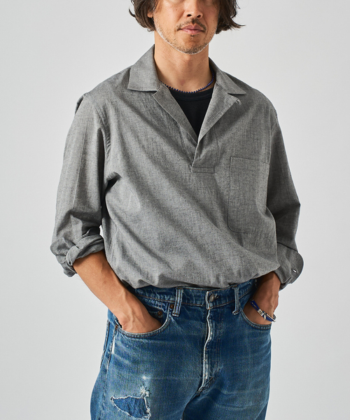 EDIFICE(エディフィス)の「Chambray Gauze プルオーバー シャツ(シャツ/ブラウス・メンズ・ブラック系その他/ブラック/ライトグレー/ホワイト系その他・MEDIUM/LARGE)」の8枚目の写真