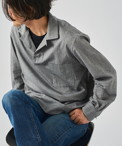 EDIFICE(エディフィス)の「Chambray Gauze プルオーバー シャツ(シャツ/ブラウス・メンズ・ブラック系その他/ブラック/ライトグレー/ホワイト系その他・MEDIUM/LARGE)」の10枚目の写真