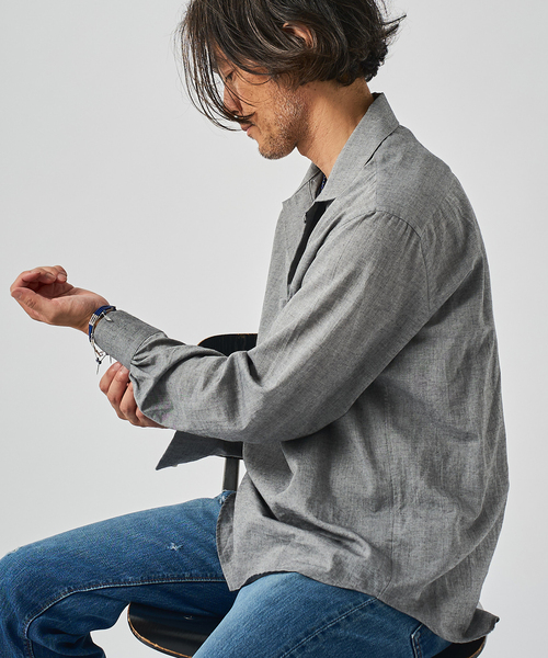 EDIFICE(エディフィス)の「Chambray Gauze プルオーバー シャツ(シャツ/ブラウス・メンズ・ブラック系その他/ブラック/ライトグレー/ホワイト系その他・MEDIUM/LARGE)」の11枚目の写真