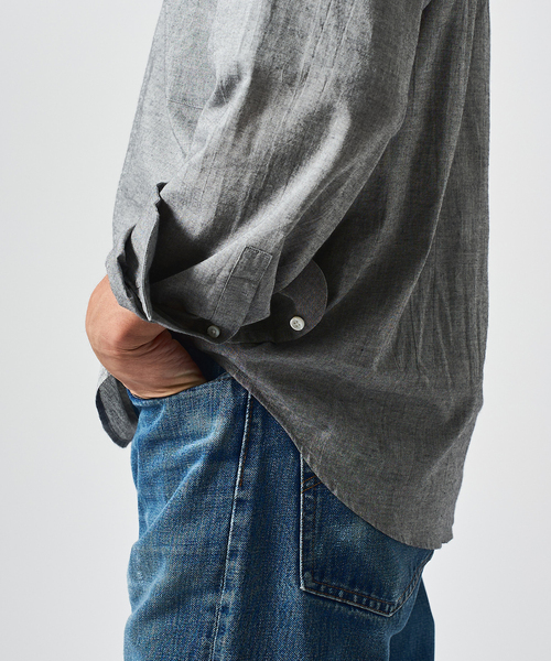 EDIFICE(エディフィス)の「Chambray Gauze プルオーバー シャツ(シャツ/ブラウス・メンズ・ブラック系その他/ブラック/ライトグレー/ホワイト系その他・MEDIUM/LARGE)」の12枚目の写真