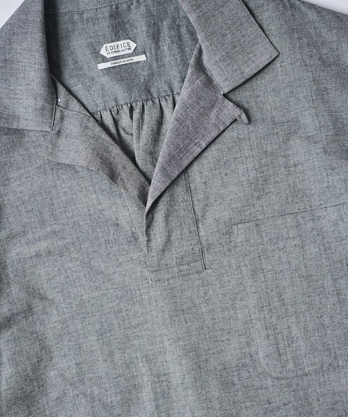 EDIFICE(エディフィス)の「Chambray Gauze プルオーバー シャツ(シャツ/ブラウス・メンズ・ブラック系その他/ブラック/ライトグレー/ホワイト系その他・MEDIUM/LARGE)」の16枚目の写真