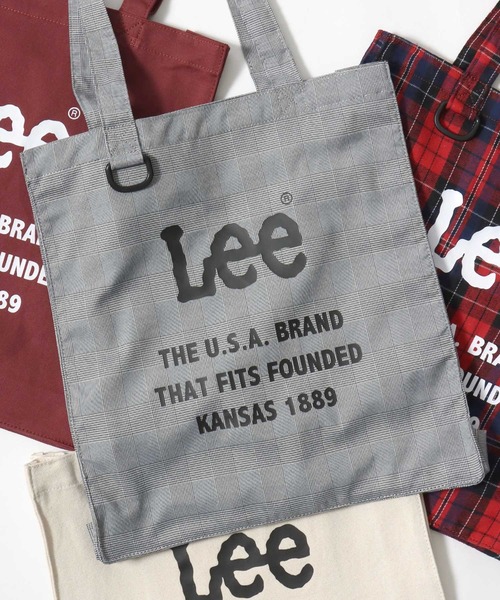 Lee(リー)の「Lee(リー)ロゴプリントキャンバストートバッグ/無地 チェック柄(トートバッグ・レディース・バーガンディー/ブラック系その他/オフホワイト/レッド系その他・FREE)」の2枚目の写真