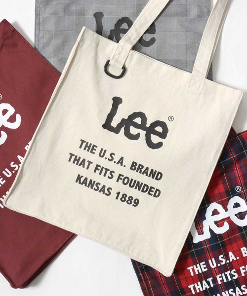 Lee(リー)の「Lee(リー)ロゴプリントキャンバストートバッグ/無地 チェック柄(トートバッグ・レディース・バーガンディー/ブラック系その他/オフホワイト/レッド系その他・FREE)」の1枚目の写真