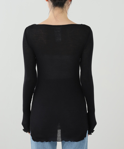 VERMEIL par iena(ヴェルメイユパーイエナ)の「Seamless Basic シームレスベーシック Elegante SB1074(Tシャツ/カットソー・レディース・ブラック/ブラウン・FREE)」の5枚目の写真