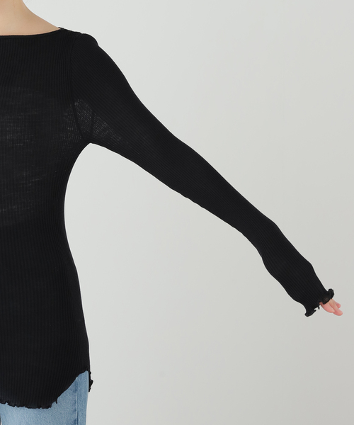 VERMEIL par iena(ヴェルメイユパーイエナ)の「Seamless Basic シームレスベーシック Elegante SB1074(Tシャツ/カットソー・レディース・ブラック/ブラウン・FREE)」の6枚目の写真