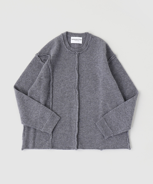 NOMA t.d.(ノーマティーディー)の「NOMARHYTHM / ノーマリズム Patchwork Cut-off Sweater(ニット/セーター・メンズ・ブラック/チャコールグレー・2)」の2枚目の写真