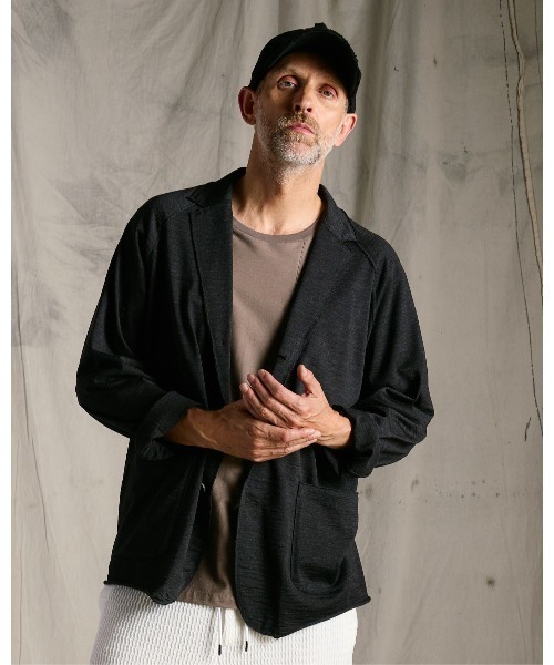 wjk(ダヴルジェイケイ)の「super100's wool jersey easy jacket(テーラードジャケット・メンズ・ブラック/チャコールグレー・X-LARGE/LARGE/MEDIUM/SMALL)」の4枚目の写真