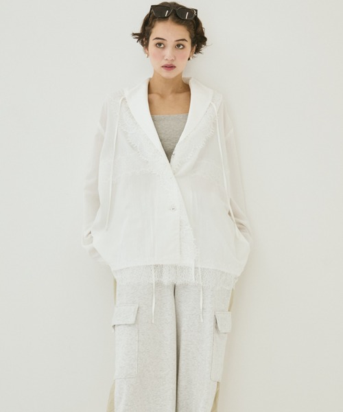 MIRROR STOKE(ミラーストーク)の「【ZOZO限定】LACE DESIGN BLOUSE/レースデザインブラウス(シャツ/ブラウス・レディース・ブラウン/オフホワイト・MEDIUM)」の5枚目の写真
