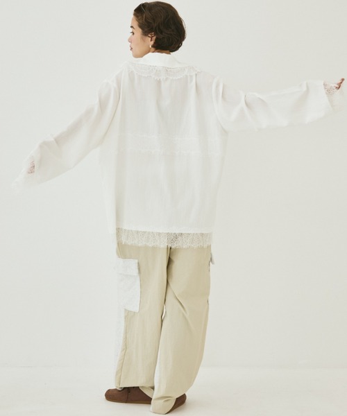 MIRROR STOKE(ミラーストーク)の「【ZOZO限定】LACE DESIGN BLOUSE/レースデザインブラウス(シャツ/ブラウス・レディース・ブラウン/オフホワイト・MEDIUM)」の11枚目の写真