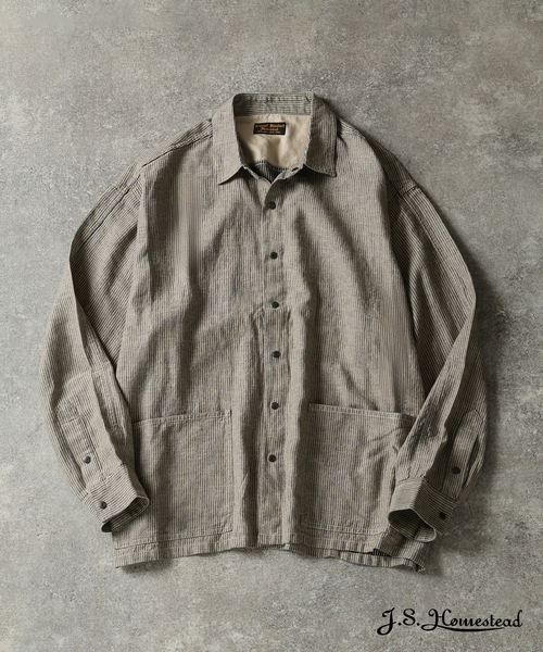 JOURNAL STANDARD J.S HOMESTEAD(ジャーナルスタンダードホームステッド)の「J.S.Homestead / デニム & ヒッコリー ウェスト ポケット シャツ(シャツ/ブラウス・メンズ・アイボリー/ブラック/ブラック系その他/コバルトブルー・MEDIUM/LARGE)」の3枚目の写真