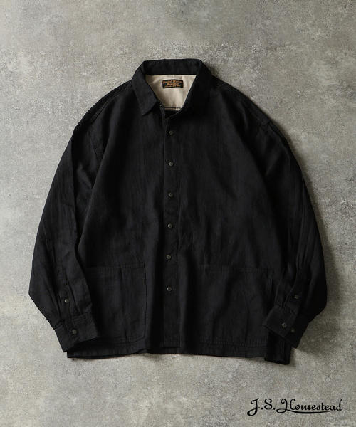 JOURNAL STANDARD J.S HOMESTEAD(ジャーナルスタンダードホームステッド)の「J.S.Homestead / デニム & ヒッコリー ウェスト ポケット シャツ(シャツ/ブラウス・メンズ・アイボリー/ブラック/ブラック系その他/コバルトブルー・MEDIUM/LARGE)」の1枚目の写真