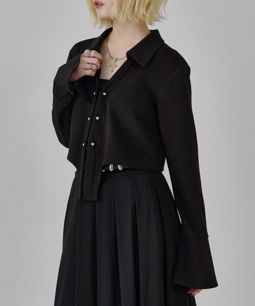 Lui's（ルイス）の「【mi-企画】ホックデザインクロップドシャツ（シャツ/ブラウス・レディース・ブラック/グレー・FREE）」の13枚目の写真