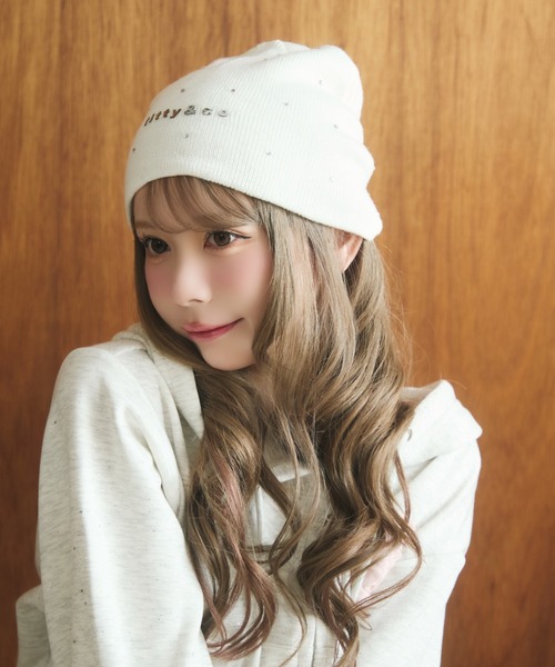 TITTY&CO.（ティティーアンドコー）の「ラメロゴニット帽（ニットキャップ/ビーニー・レディース・ライトグレー/グレー/ブラック/アイボリー・FREE）」の6枚目の写真