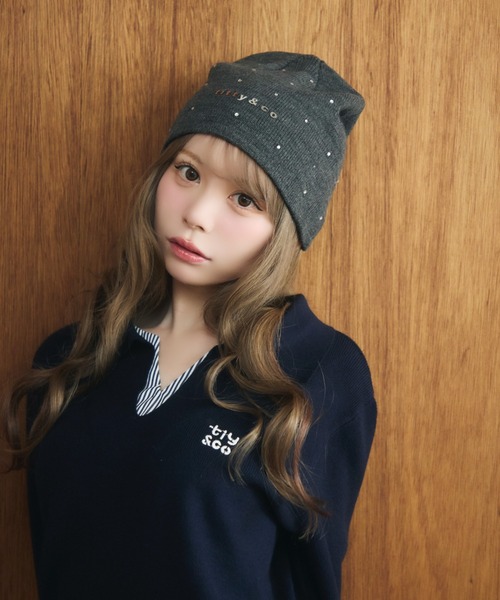TITTY&CO.（ティティーアンドコー）の「ラメロゴニット帽（ニットキャップ/ビーニー・レディース・ライトグレー/グレー/ブラック/アイボリー・FREE）」の13枚目の写真