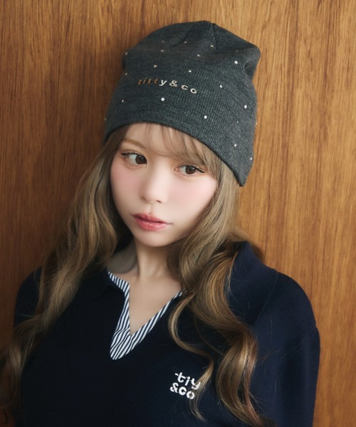 TITTY&CO.（ティティーアンドコー）の「ラメロゴニット帽（ニットキャップ/ビーニー・レディース・ライトグレー/グレー/ブラック/アイボリー・FREE）」の15枚目の写真