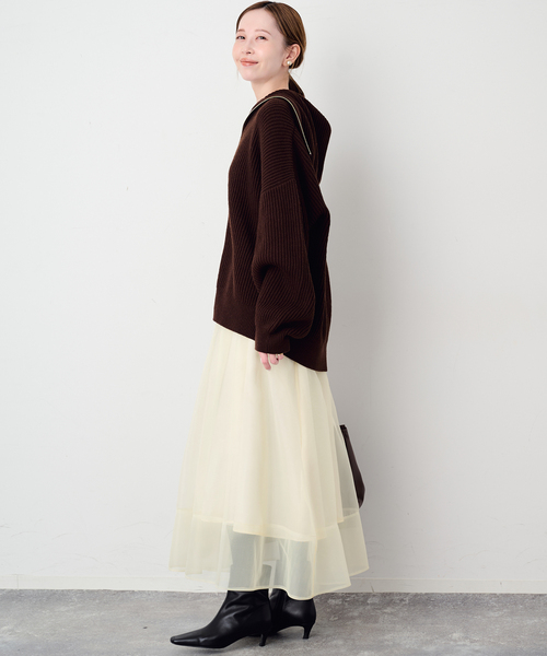 SLOBE IENA(スローブイエナ)の「フレアオーガンジースカート(スカート・レディース・ブラック/アイボリー・FREE)」の22枚目の写真
