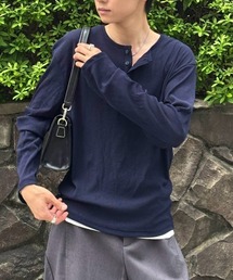 【Chikashitsu +】sheer henley long sleeve tee / 【チカシツプラス】シアーヘンリーネック長袖Tシャツ<着用動画あり>