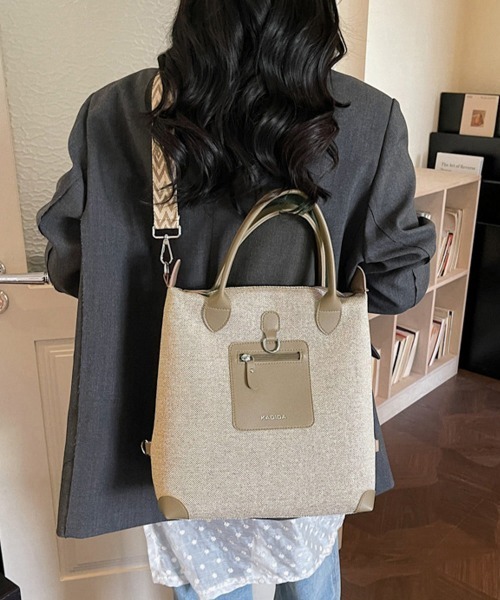 Miniministore（ミニミニストア）の「キャンバスリュック 3WAYトートバッグ（トートバッグ・レディース・ブラック/ダークグリーン/ベージュ/ブラウン・FREE）」の4枚目の写真