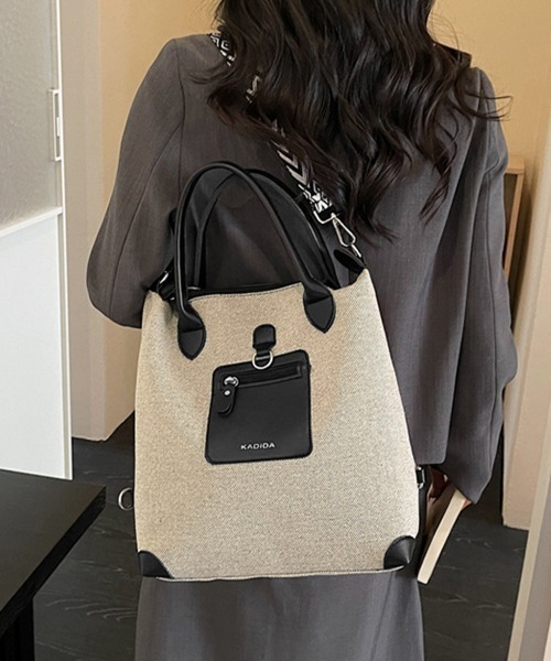 Miniministore（ミニミニストア）の「キャンバスリュック 3WAYトートバッグ（トートバッグ・レディース・ブラック/ダークグリーン/ベージュ/ブラウン・FREE）」の7枚目の写真