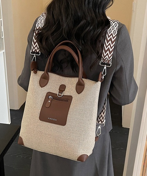 Miniministore（ミニミニストア）の「キャンバスリュック 3WAYトートバッグ（トートバッグ・レディース・ブラック/ダークグリーン/ベージュ/ブラウン・FREE）」の12枚目の写真
