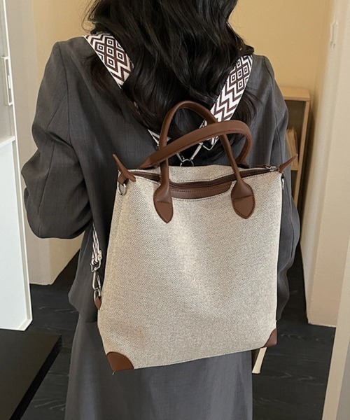 Miniministore（ミニミニストア）の「キャンバスリュック 3WAYトートバッグ（トートバッグ・レディース・ブラック/ダークグリーン/ベージュ/ブラウン・FREE）」の13枚目の写真