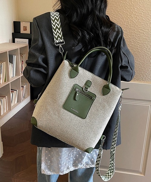 Miniministore（ミニミニストア）の「キャンバスリュック 3WAYトートバッグ（トートバッグ・レディース・ブラック/ダークグリーン/ベージュ/ブラウン・FREE）」の14枚目の写真