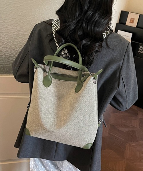 Miniministore（ミニミニストア）の「キャンバスリュック 3WAYトートバッグ（トートバッグ・レディース・ブラック/ダークグリーン/ベージュ/ブラウン・FREE）」の15枚目の写真