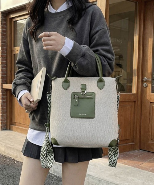 Miniministore（ミニミニストア）の「キャンバスリュック 3WAYトートバッグ（トートバッグ・レディース・ブラック/ダークグリーン/ベージュ/ブラウン・FREE）」の17枚目の写真