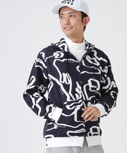 PEARLY GATES(パーリーゲイツ)の「【PEARLY GATES】Wハニカムストレッチフルジップフーディ <変形ウサギ柄> (MENS)(スウェット・メンズ・ダークインディゴブルー・X-LARGE/LARGE/MEDIUM)」の1枚目の写真