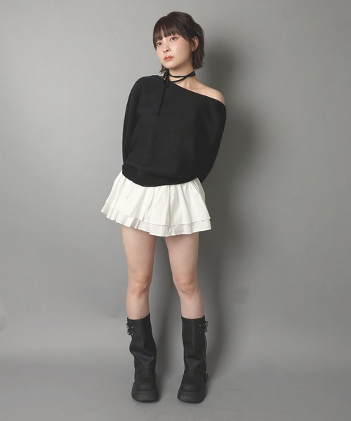 SPINNS(スピンズ)の「バルーンフリルミニスカート/韓国ガーリー(スカート・レディース・オフホワイト/カーキ/ブラック・ONESIZE)」の8枚目の写真