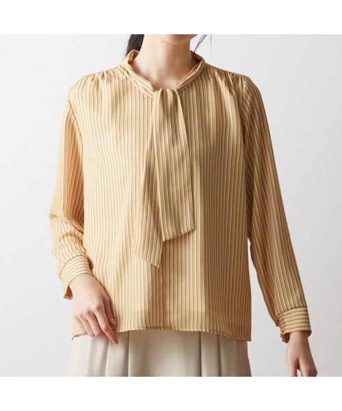 Belle Maison(ベルメゾン)の「綿素材の裏カットソー付きボウタイブラウス(シャツ/ブラウス・レディース・イエロー系その他/オフホワイト/ブルー系その他3/ブルー系その他2/ブルー系その他/ネイビー・S/M/L)」の6枚目の写真