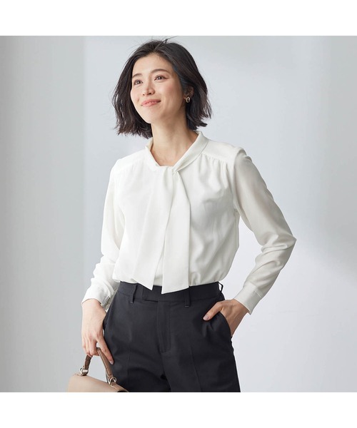 Belle Maison(ベルメゾン)の「綿素材の裏カットソー付きボウタイブラウス(シャツ/ブラウス・レディース・イエロー系その他/オフホワイト/ブルー系その他3/ブルー系その他2/ブルー系その他/ネイビー・S/M/L)」の21枚目の写真