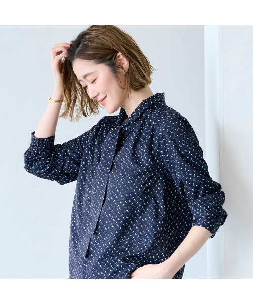 Belle Maison(ベルメゾン)の「綿素材の裏カットソー付きボウタイブラウス(シャツ/ブラウス・レディース・イエロー系その他/オフホワイト/ブルー系その他3/ブルー系その他2/ブルー系その他/ネイビー・S/M/L)」の20枚目の写真